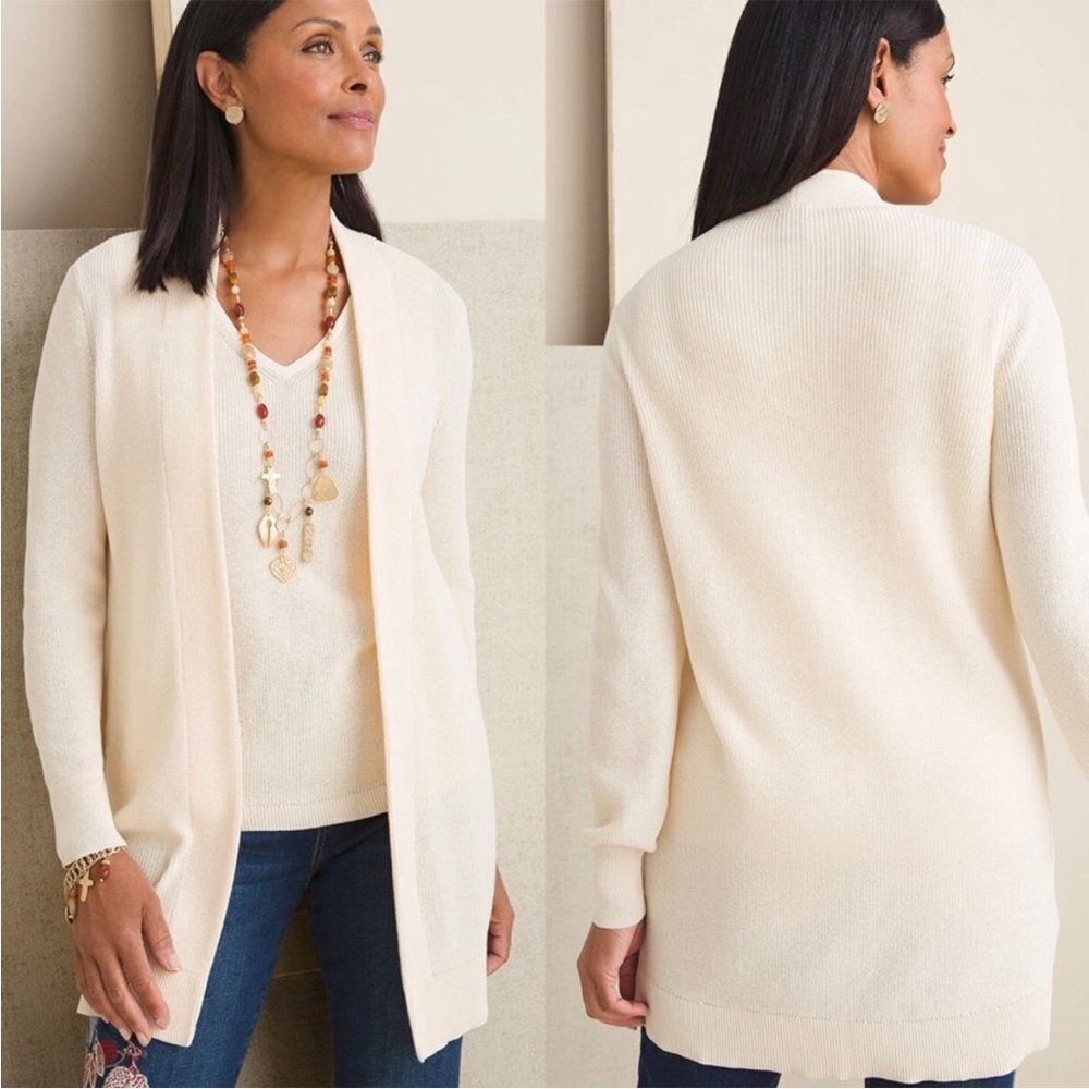 Chico's Cream Open Front Cardigan